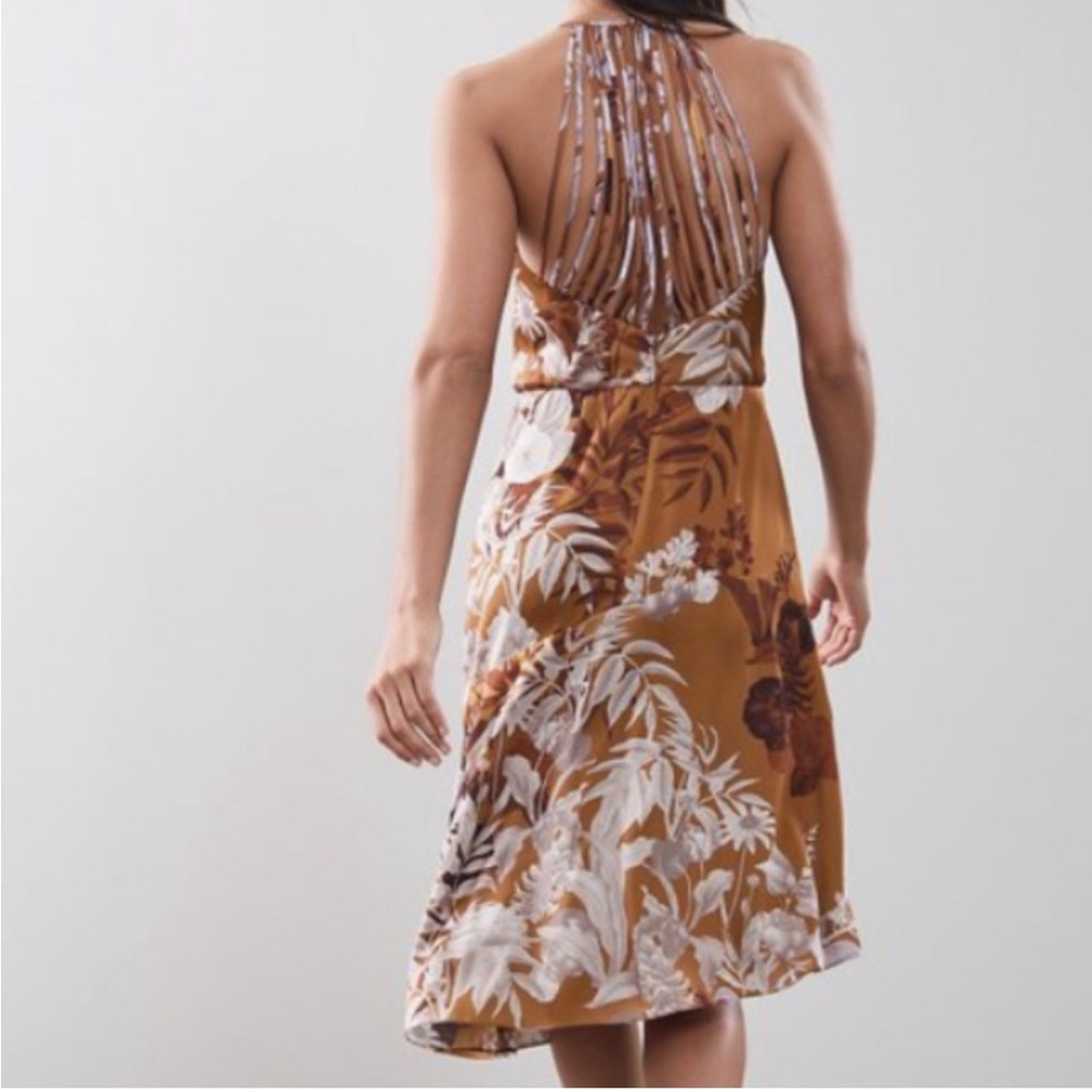 Reiss Silky Floral Midi Dress with Strappy Back
